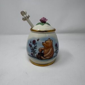 Lenox Disney Classic Pooh Honey Pot Fine Ivory China with Bee Dipper Gold Trim